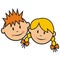 Face of children, boy and girl, pair, vector illustration