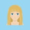 Face expression of a blonde woman - natural, calm. Female emotions. Vector illustration.