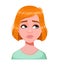 Face expression of redhead woman, disappointed