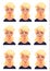 Face expressions of a blonde woman. Different female emotions se