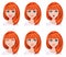 Face expressions of a redhead woman. Different female emotions,