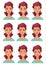 Face expressions of a woman. Different female emotions set.