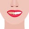 Face girl. Smile with dirty and clean teeth. Vector illustration