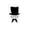 Face in glasses hat with mustache template