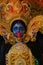 face of godess kali idol with decorated crown during diwali celebration in india