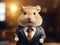 face of hamster in suit and tie