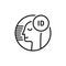 Face id black thin line icon