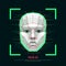 Face ID concept. Biometric identification or Facial recognition system. Human face consisting of polygons, points and