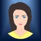 Face ID icon. Facial recognition technology. Biometric verification. Female avatar. Young woman face. Vector illustration