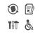 Face id, Spanner tool and Reject file icons. Disabled sign. Vector