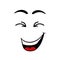 Face laugh. Smiley, funny icon. Face with eyes, tongue and mouse with emoji. Happy and smile emoticon. Cartoon character. Isolated