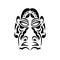 The face of the leader in the style of Polynesian ornaments. Samoan tattoo designs. Isolated. Vector