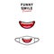 Face mask illustration design with smile evil sharp teeth monster mouth cute style
