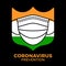Face mask India coronavirus prevention. India flag with corona virus Symbol, covid 2019, vector illustration