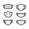 Face mask outline icons set