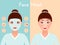 Face mask. woman applying Facial cleansing against skin problem. Health care infographic. Beauty Cosmetics Treatments