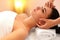 Face Massage. Close-up of a Young Woman Getting Spa Treatment.