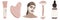 Face massage illustration set with quartz roller gua sha, skincare, treatment, relaxation oil, woman fase