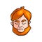 Face of nervous face of redhead man with closed eyes