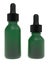 Face oil serum green frosted glass two different bottles, design ready dropplet mockup, 3D render