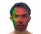 face painting of serious asian young Portugal football fan on white background