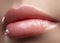 Face part. Beautiful female lips with natural makeup, clean skin. Macro shot of female lip, clean skin. Fresh kiss.