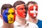 Face portrait of football fans support their national team: