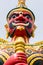 Face of Red Demon Guardian at Thai Temple in Malaysia