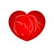 Face in red hart shape logo