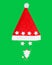 The face of Santa Claus with a beard is laid out on a green background. There is room for text. Flat lay. New Year and