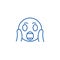 Face screaming emoji line icon concept. Face screaming emoji flat  vector symbol, sign, outline illustration.