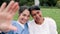 Face, selfie and nurse with senior woman at park for healthcare, rehabilitation or support. Portrait, caregiver or happy