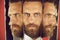 Face of serious bearded hipster man, businessman reflecting in mirror