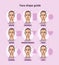 Face shape guide. The set of different types of woman face. Various forms of woman face. Vector illustration.