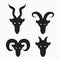 Face of sheep, goat, billy goat, angora goat set - mammal, animal vector icon
