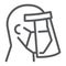 Face shield mask line icon, covid-19 and protection, man in face shield sign vector graphics, a linear icon on a white