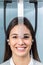 Face shot of girl taking dental x-ray.