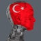 Face in sideview covered with turkish flag