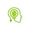 Face silhouette, contour from stylized electric wire with a light bulb inside the head. Idea icon, creative brain symbol