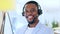 Face, smile and black man in call center for telemarketing, customer service or support. Portrait, sales agent and happy