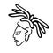 Face in style of Maya Indians, vector illustration