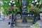 Face of Tlingit totem pole on Pioneer Square in Seattle. Pioneer Square was city center where founders settled in 1852.