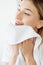 face wash morning hygiene cleansing woman towel