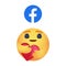 Facebook emoticon button. Care Emoji Reaction for Social Network. Kyiv, Ukraine - April 18, 2020