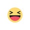 Facebook emoticon button. Haha Emoji Reaction for Social Network. Kyiv, Ukraine - December 16, 2019