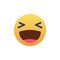 Facebook emoticon button. Haha Emoji Reaction for Social Network. Kyiv, Ukraine - January 12, 2020