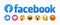 Facebook emoticon emoji icon buttons, isolated on trasparent background, Vector editorial illustration