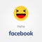 Facebook emotion icon. Haha laughing emoji vector