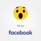 Facebook emotion icon. Wow emoji vector