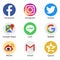 Facebook Instagram Twitter Google applications logo, Line, Weibo, Qzone - popular social media, messengers, message passing,